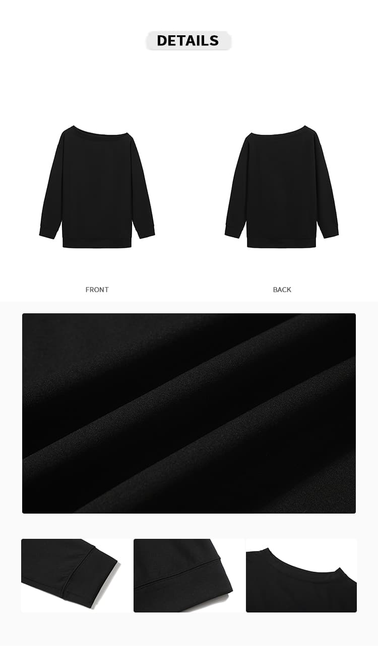 실사 2026 가을 새로운 디자인 센스 미니멀리즘 느긋한 바람 수 있습니다. 오프숄더 검정색 후드티 루즈핏 비스듬한 어깨 의류 여성 상세 이미지 5