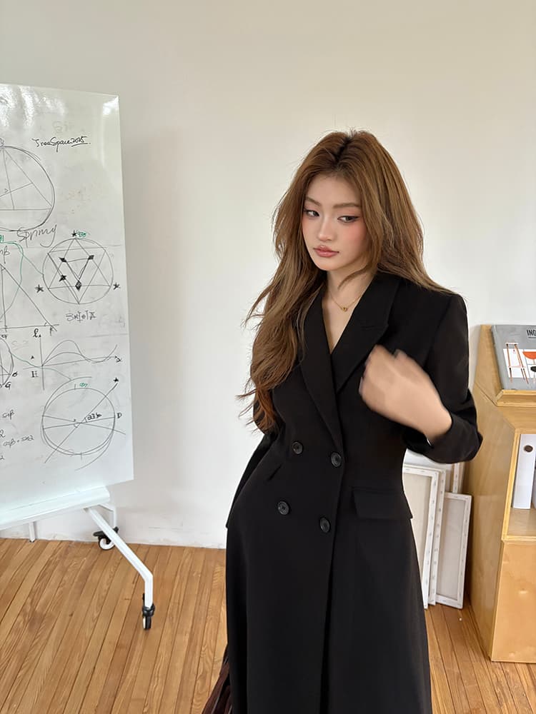 실사 2026 가을 새로운 그는 벤 바람막이 드레스 여성 코트 고급 센스 허리 수축 롱 코트 품격 코트 트렌디 상세 이미지 8