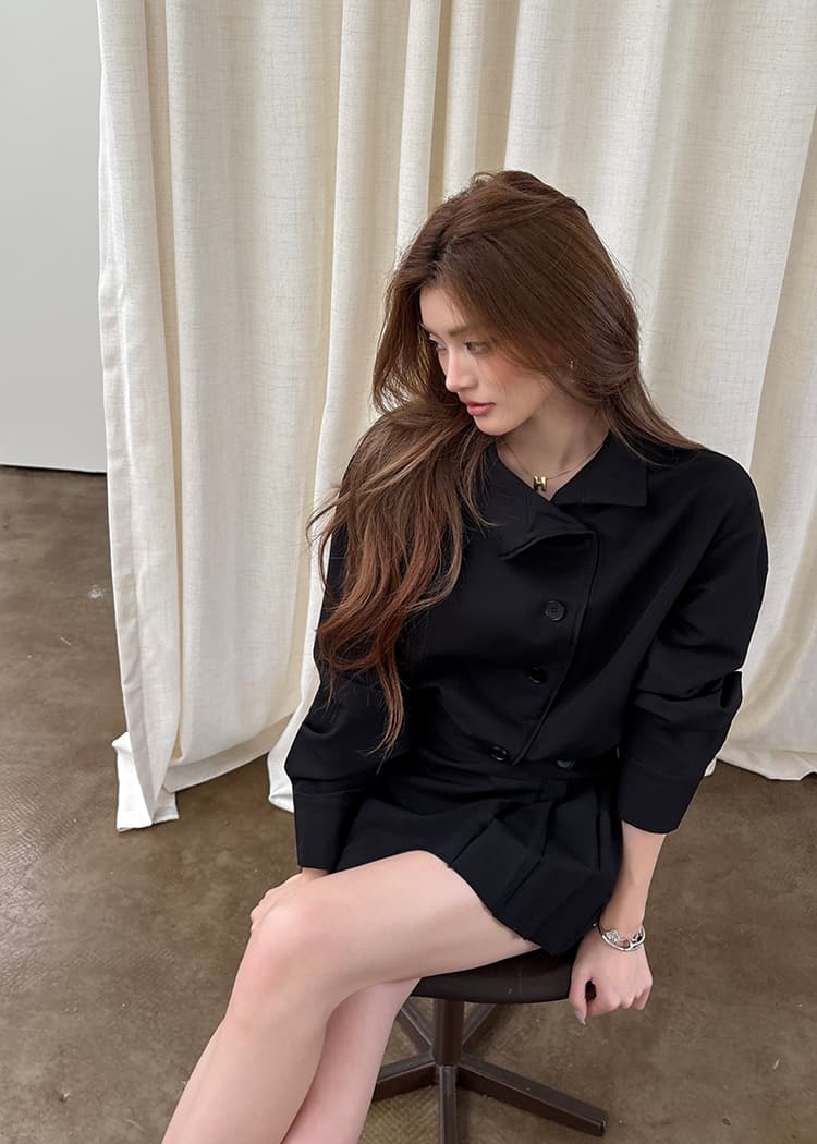 실사 2026 가을 새로운 레트로 스탠드 칼라 디자인 긴팔 셔츠 드레스 불규칙 핫걸 미니 스커트 여성 트렌디 상세 이미지 12