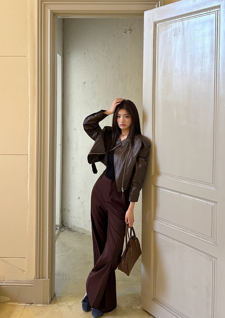 실사 2026 가을 새로운 빨간색 브라운 하이웨이스트 와이드 레그 팬츠 캐주얼 정장 바지 여성 루즈핏 스트레이트 도루 센스 긴 바지 트렌디 상세 이미지 38