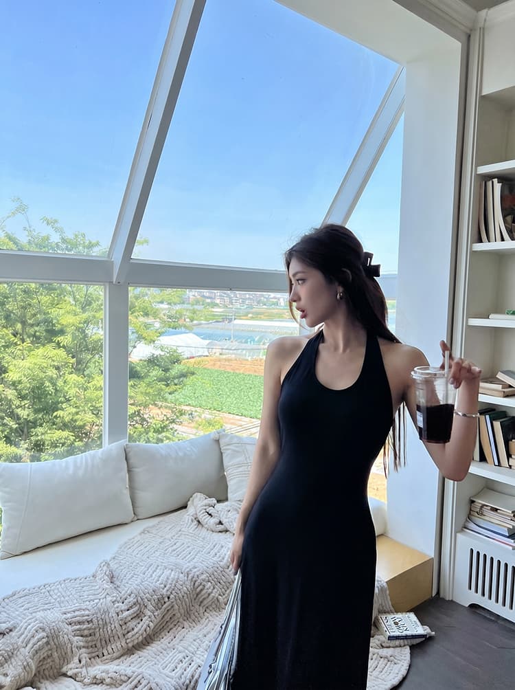 실사 2026 여름 드레스 새로운 신선함 여름 행침 목 백리스 타이트 여성 드레스 품격 섹시함 길다 치마 상세 이미지 72