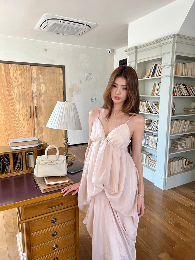 실사 2026 여름 드레스 새로운 질감 센스 휴가 여성 드레스 순수한 욕망 V넥 슬립 드레스 품격 꽃밭 롱 스커트 상세 이미지 28