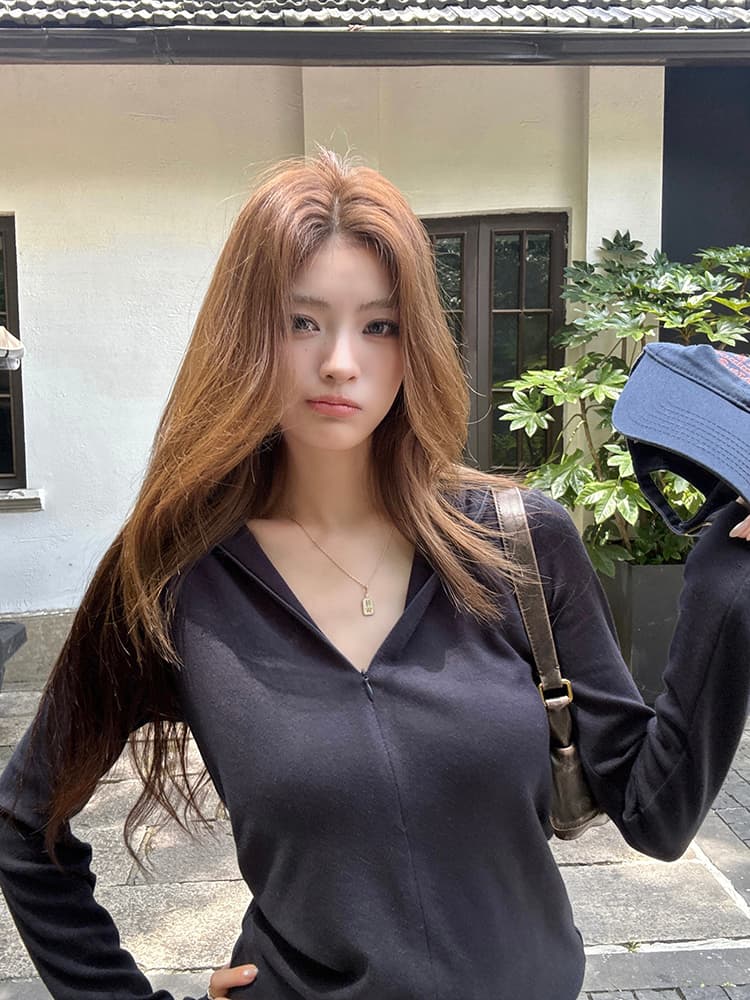 실사 2026 가을 새로운 클래식 캐주얼 까마귀 후드티 몸매 가꾸기 슬림해 보이는 캐주얼 다용도 긴팔 맨위 여성 상세 이미지 16