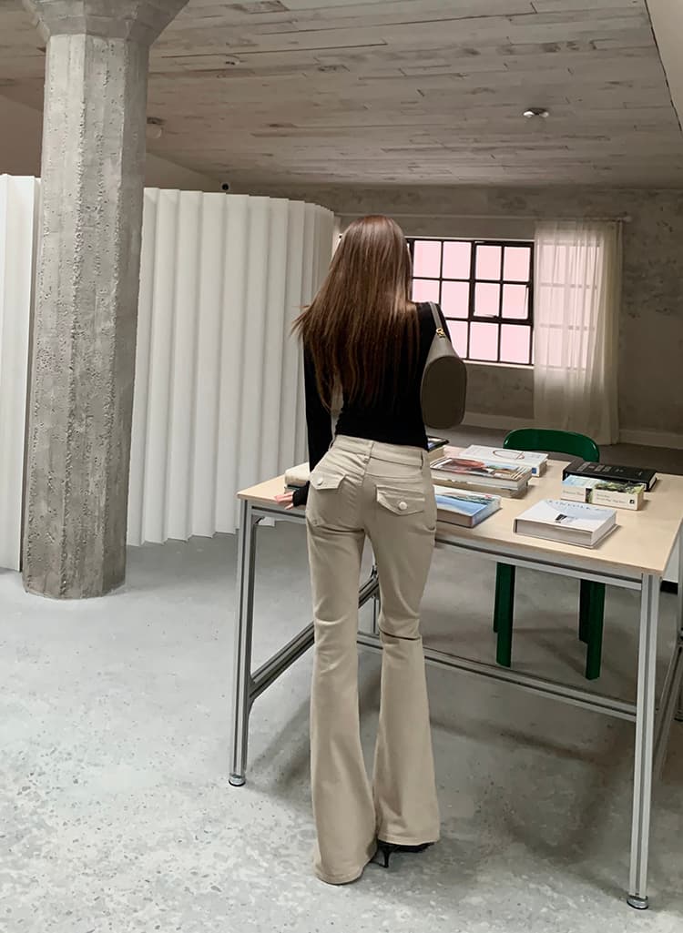 실사 가을 새로운 오래된 돈 바람 카드 색상 중 로우 웨이스트 마이크로 나팔 청바지 여성 몸매 가꾸기 슬림해 보이는 롱 바지 상세 이미지 29