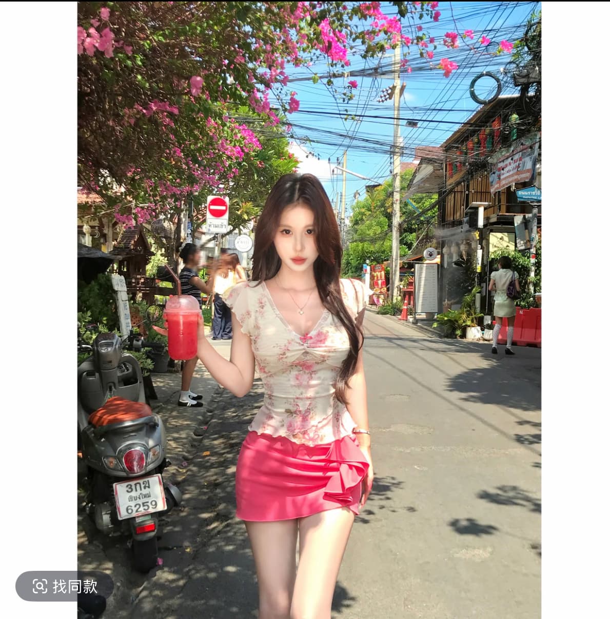 mejiu 꿀 나인 얕은 쇼어 책 제인 레이스 V넥 날다 소매 꽃무늬 반팔 여름 달콤함 핫걸 순수한 욕망 센스 상세 이미지 4