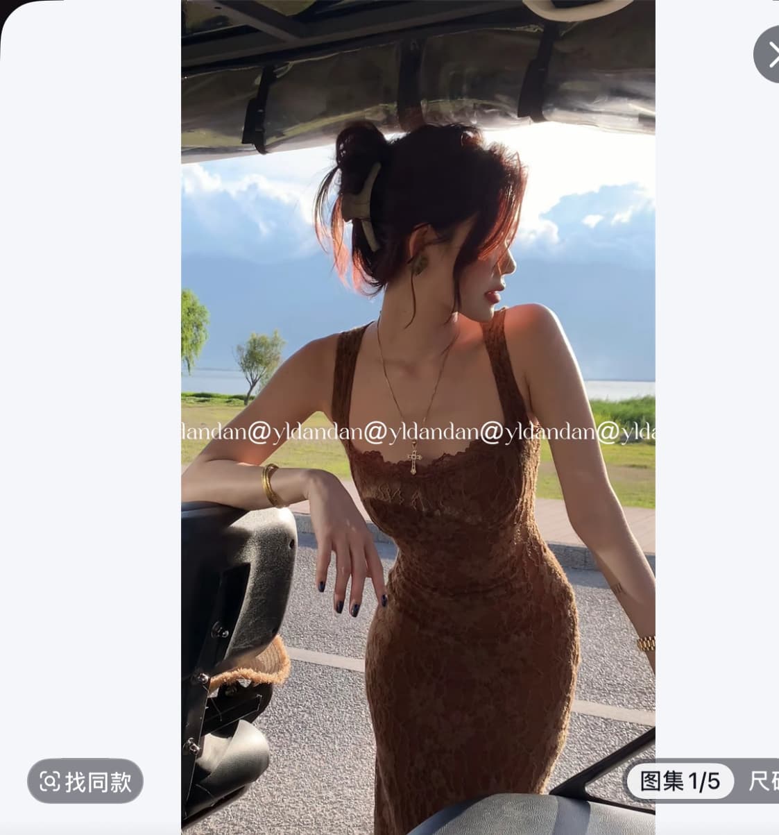 yldandan Zhu 리 프랑스식 섹시함 순수한 욕망 바람 레이스 슬립 허리 수축 몸매 가꾸기 타이트 스커트 여름 드레스 상세 이미지 1