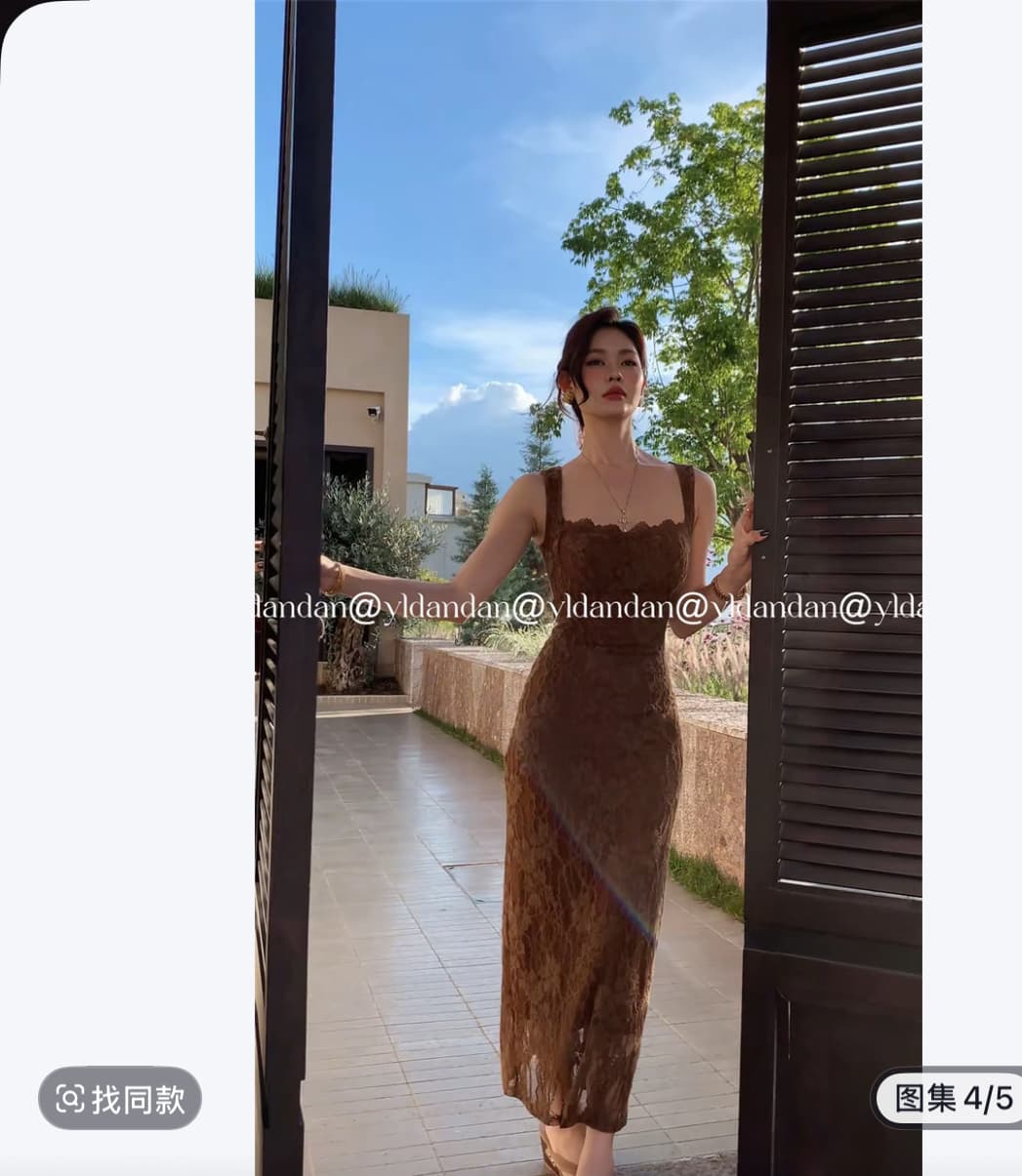yldandan Zhu 리 프랑스식 섹시함 순수한 욕망 바람 레이스 슬립 허리 수축 몸매 가꾸기 타이트 스커트 여름 드레스 상세 이미지 4