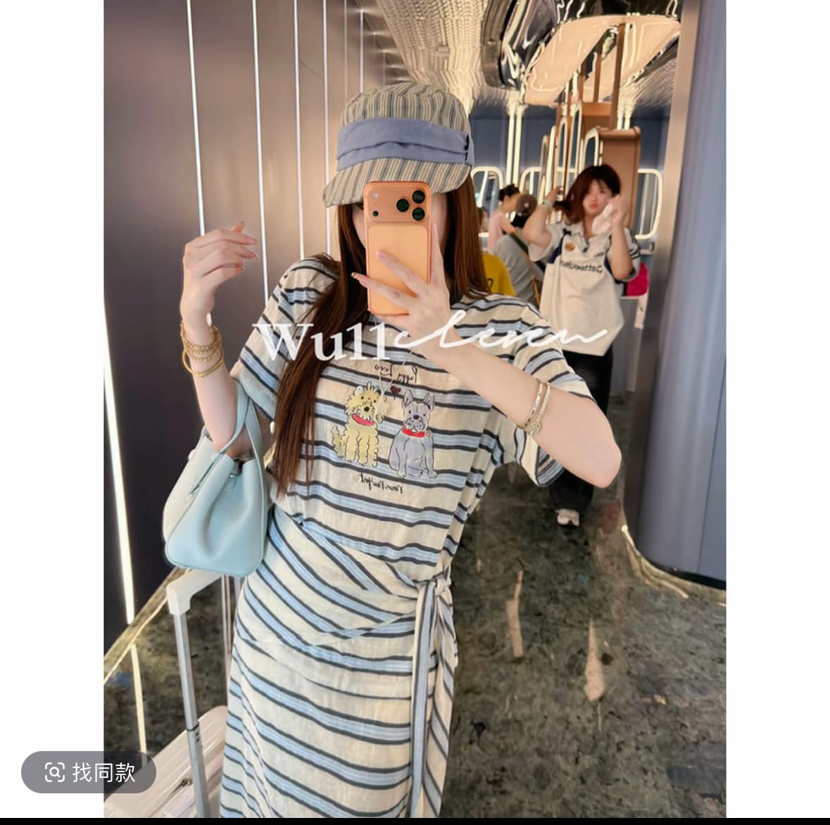 wu11 오리지널 한 부서 새로운 비스듬한 어깨 디자인 맨위 반팔 반신 스커트 투피스 세트 한푸 이미지 2