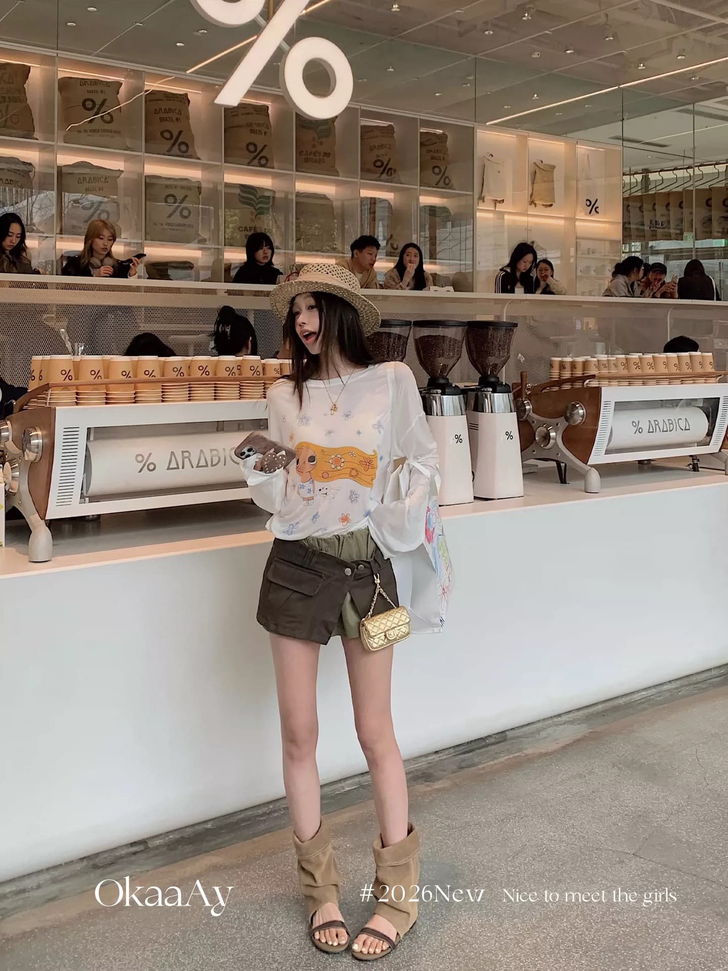 okaaay 여름 한 부서 느긋한 작은 옥 재미있는 프린트 자외선 차단 티셔츠 여성 루즈핏 얇은 스타일 긴팔 맨위 블라우스 이미지 4