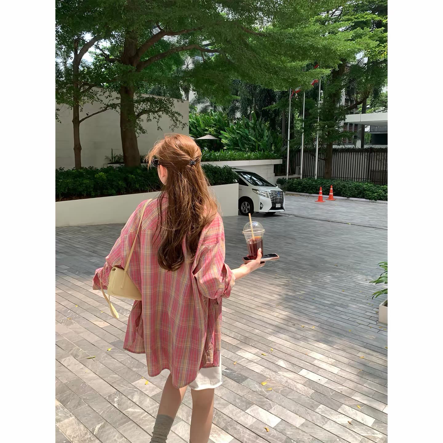 im ~까지 체크무늬 영화 oversize 캐주얼 긴팔 체크무늬 여성 셔츠 느슨함 센스 루즈핏 가을 어깨 소매 재킷 상세 이미지 6