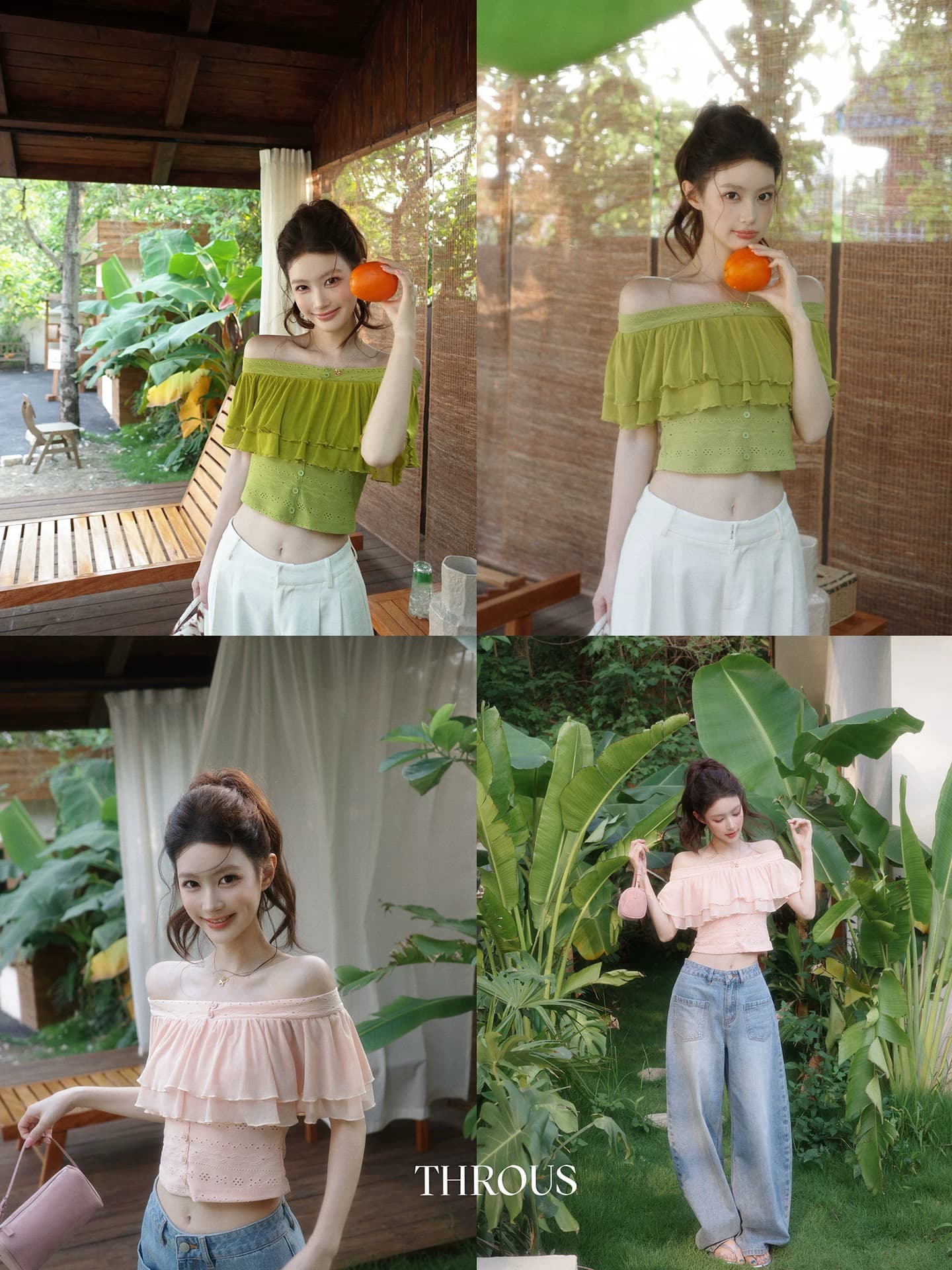 감사합니다. 아니요 고기 프릴 오프숄더 쇼트 스타일 티셔츠 여성 여름 캐주얼 바람 계층의 감각 디자인 센스 몸매 가꾸기 맨위 이미지 4