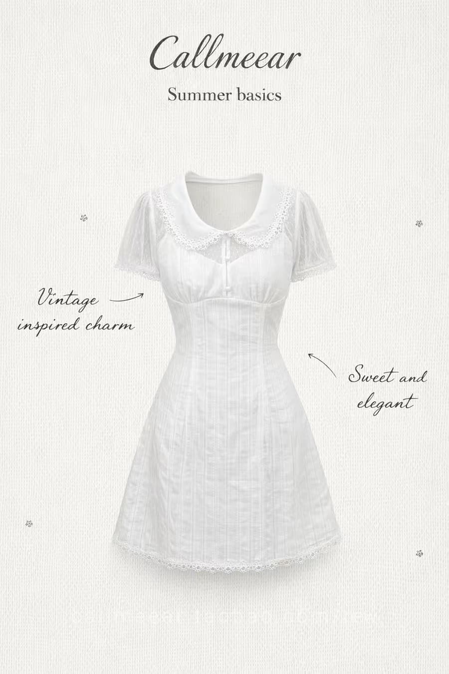 callmeear 오리지널 고백 레터 헤드 홀로우 아웃 페이크 레이어드 레이스 측면 베이비 칼라 허리 수축 드레스 상세 이미지 6