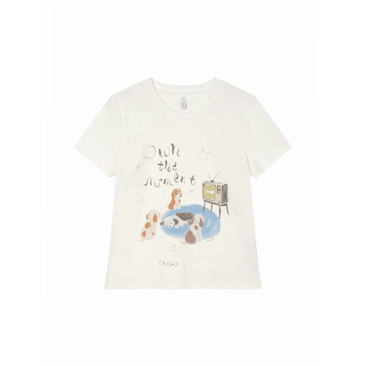 안녕하세요. 대포 슈퍼 잘 생긴 강아지 프린트 반팔 티셔츠 여성 여름 화이트 한 부서 chic Chic 루즈핏 맨위 이미지 5