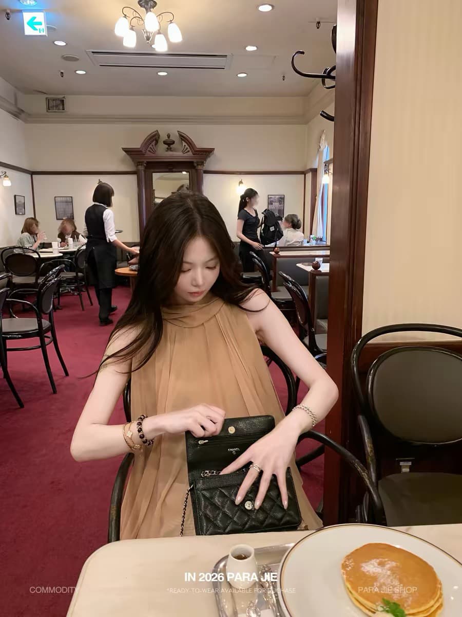 para jie 시 지에 구름 실 스택 웨이브 프랑스식 사람들 실크 오프숄더 리본 여성 셔츠 질감 부드러운 느슨함 맨위 상세 이미지 2