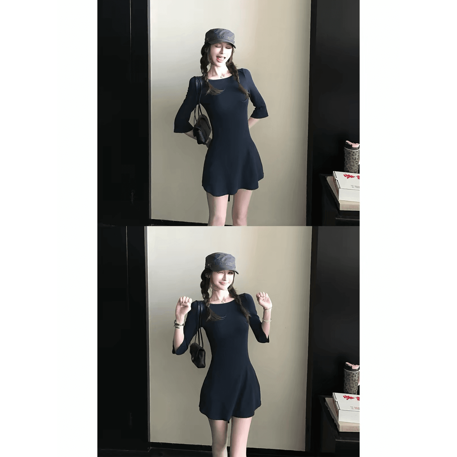 skk store 월요일 출퇴근 치마 210g 면 린넨 프랑스식 허리 수축 품격 부드러운 드레스 쇼트 스타일 치마 여름 이미지 5