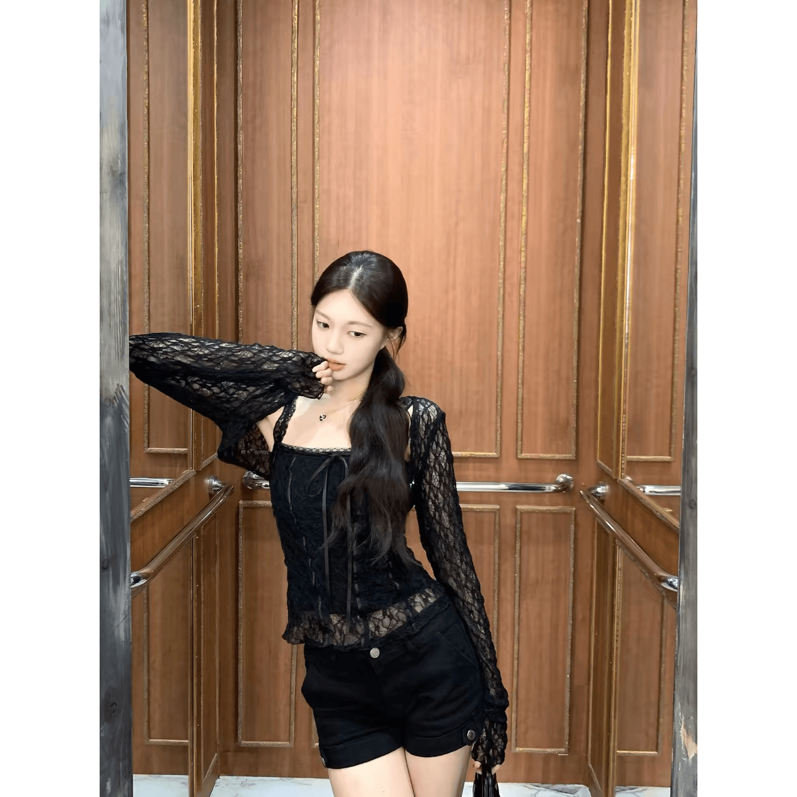 tailormom 흑인과 백인 천사 2.0 한 부서 순수한 욕망 레이스 슬립 어깨 숄 재킷 투피스 세트 이미지 5