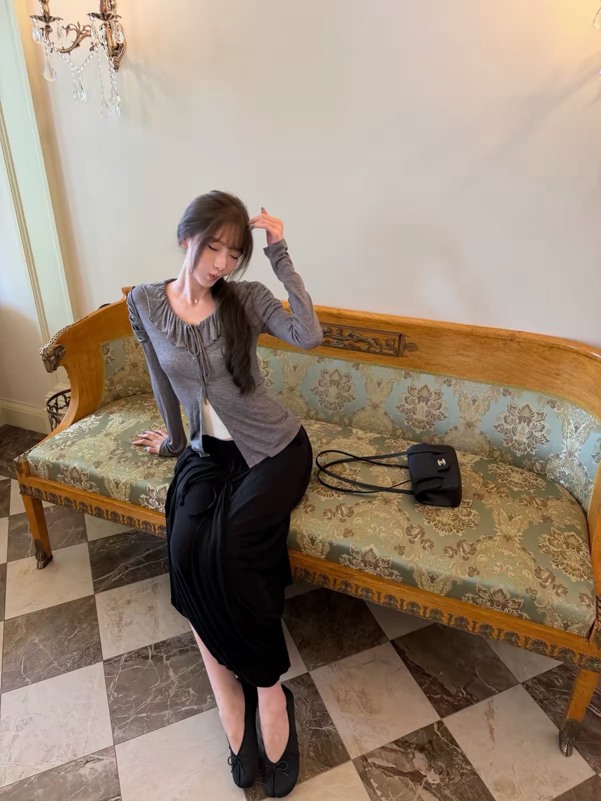 yangzifan 춤 차 사소한 50 라이 경기 서울 주간 실크 코튼 양모 혼방 오픈 가디건 여성 가을 절묘한 센스 맨위 상세 이미지 3