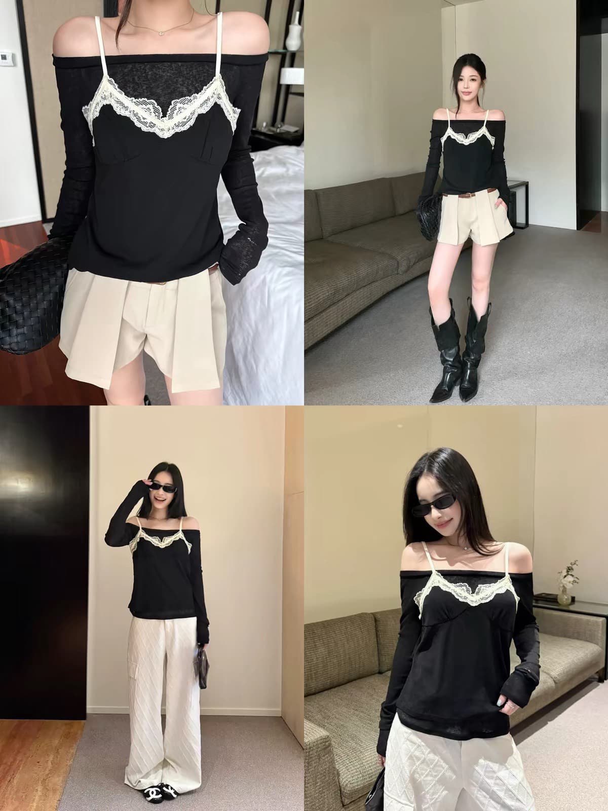 우 너무 달콤한 07 26 20 점 신제품 제한된 시간 제안 레이스 조각 외출용 오프숄더 페이크 레이어드 맨위 상세 이미지 2
