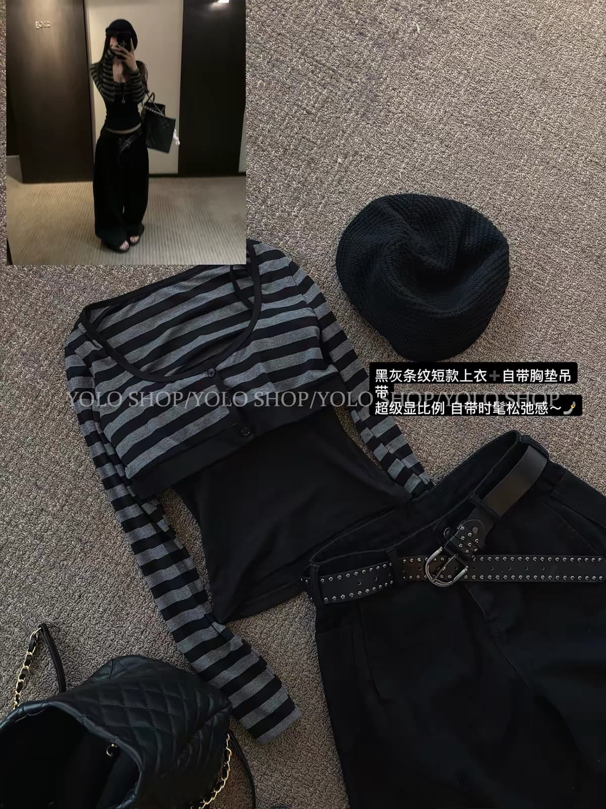yolo shop 8 06 신제품 95 접기 남자 찢어짐 여성 주님 스트라이프 라운드 넥 쇼트 스타일 오픈 가디건 스택 착용 맨위