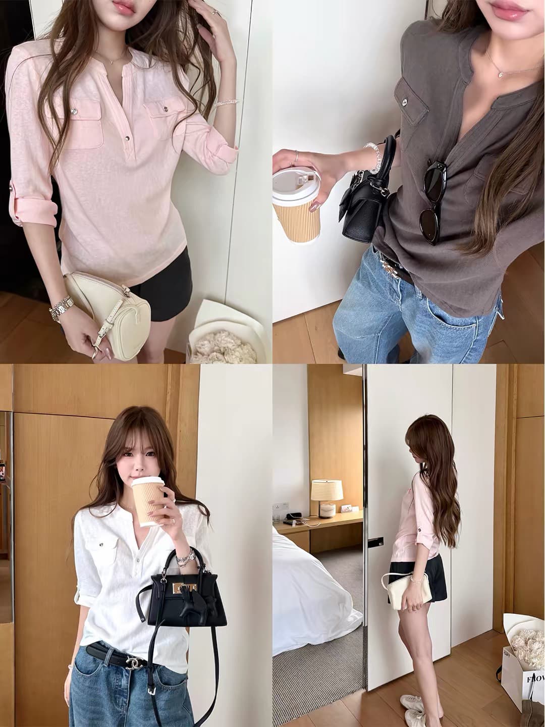 yookson 느슨함 basic 현재 문제 chao 사랑 높음 비율 부드럽다 면 편안함 통기성 중간 소매 티셔츠 여성