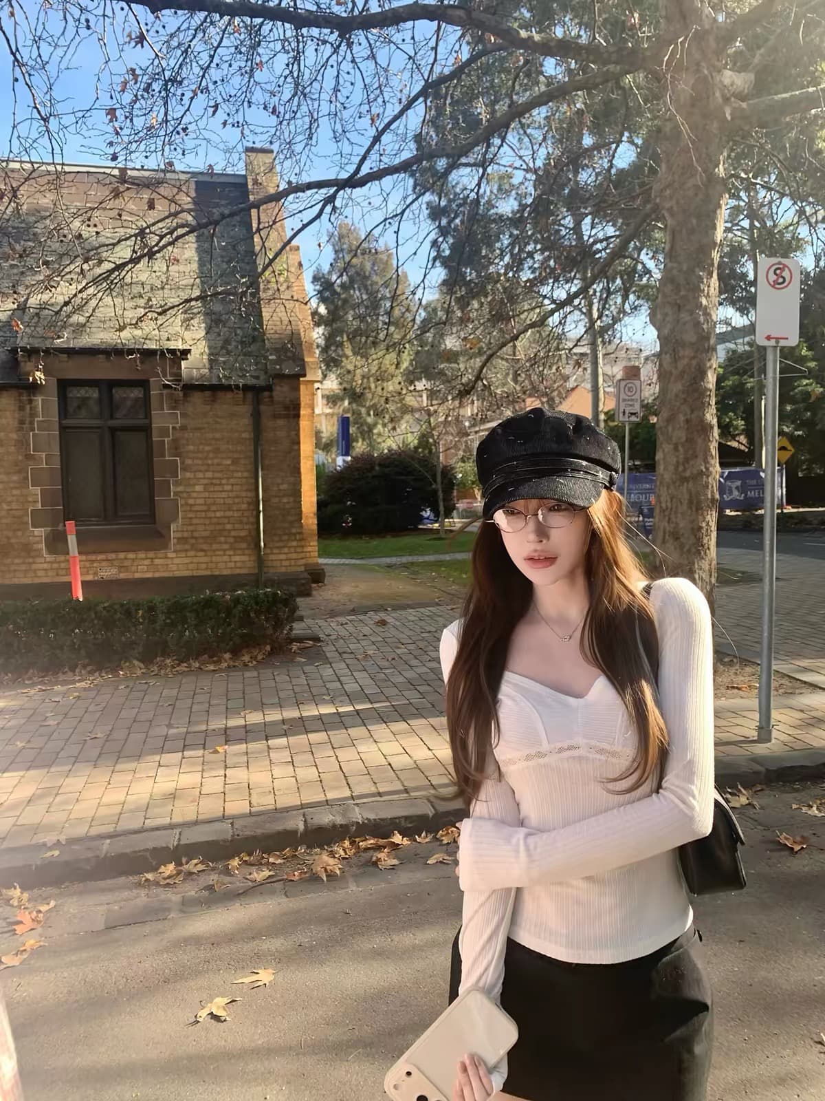 suuuicee 바람 종소리 작은 나이 홀로우 아웃 물결무늬 레이스 레이스 관대 한 칼라 긴팔 티셔츠 순수한 욕망 짧은 맨위 상세 이미지 5