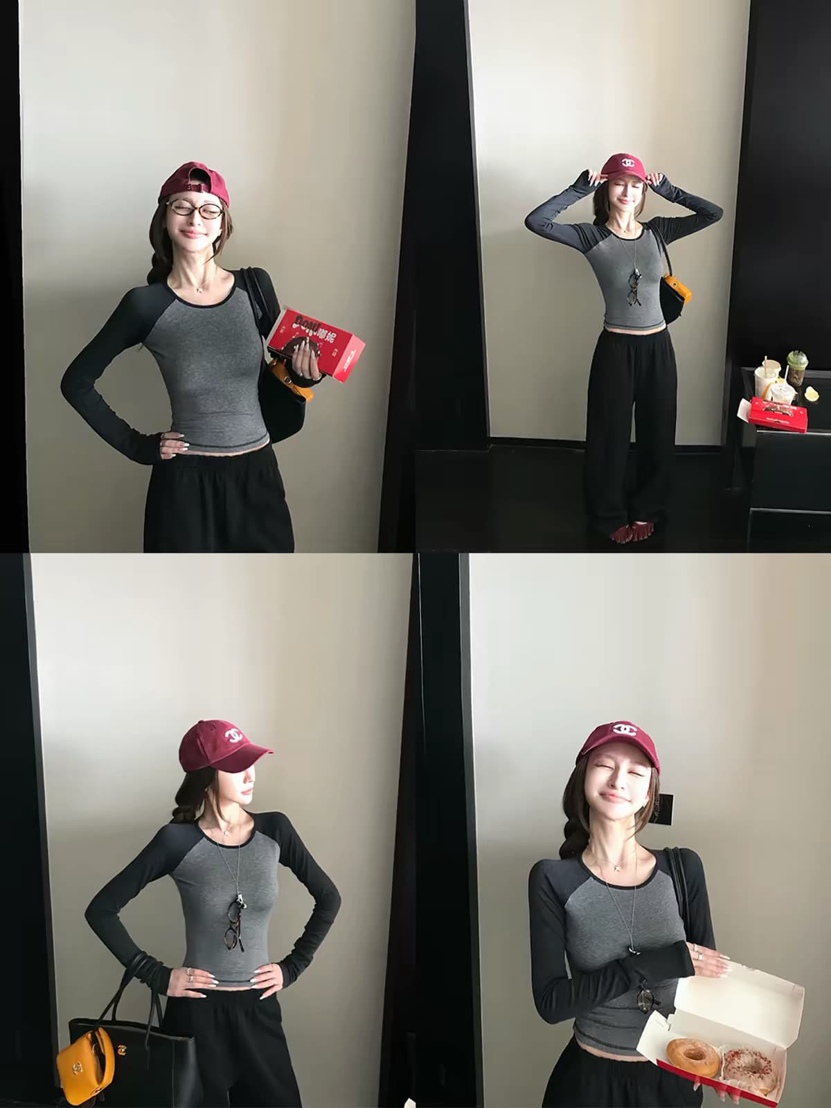 skk store 가벼움 알몸의 센스 t 프로 피부 편안함 주간 실크 양모 레트로 패치워크 배색 삽입 어깨 소매 티셔츠 여성 이미지 4
