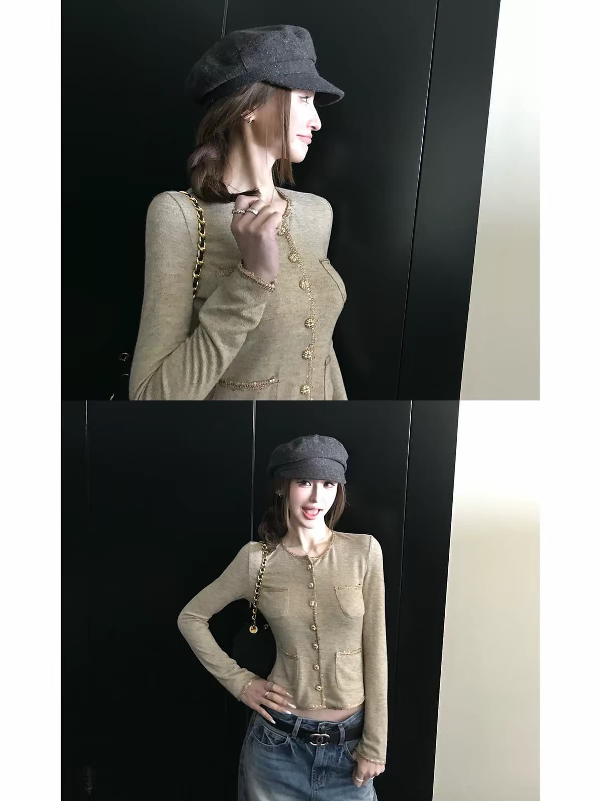 skk store paris 높음 세트 패션 위크 260g 레트로 천 골드 샤오시엔 재킷 절묘한 분장 ~ 중 느슨함 이미지 2