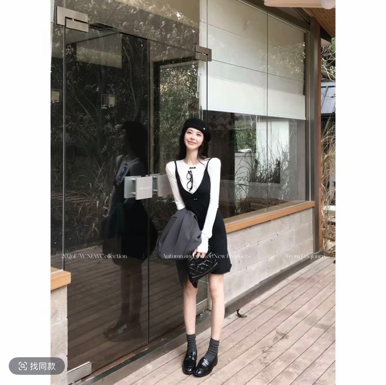 린 천 입력 그리드 레이 캐주얼 파이 새로운 품격 슬림해 보이는 고급 센스 미니멀리즘 부서 패션 세트 여성 의류 상세 이미지 1