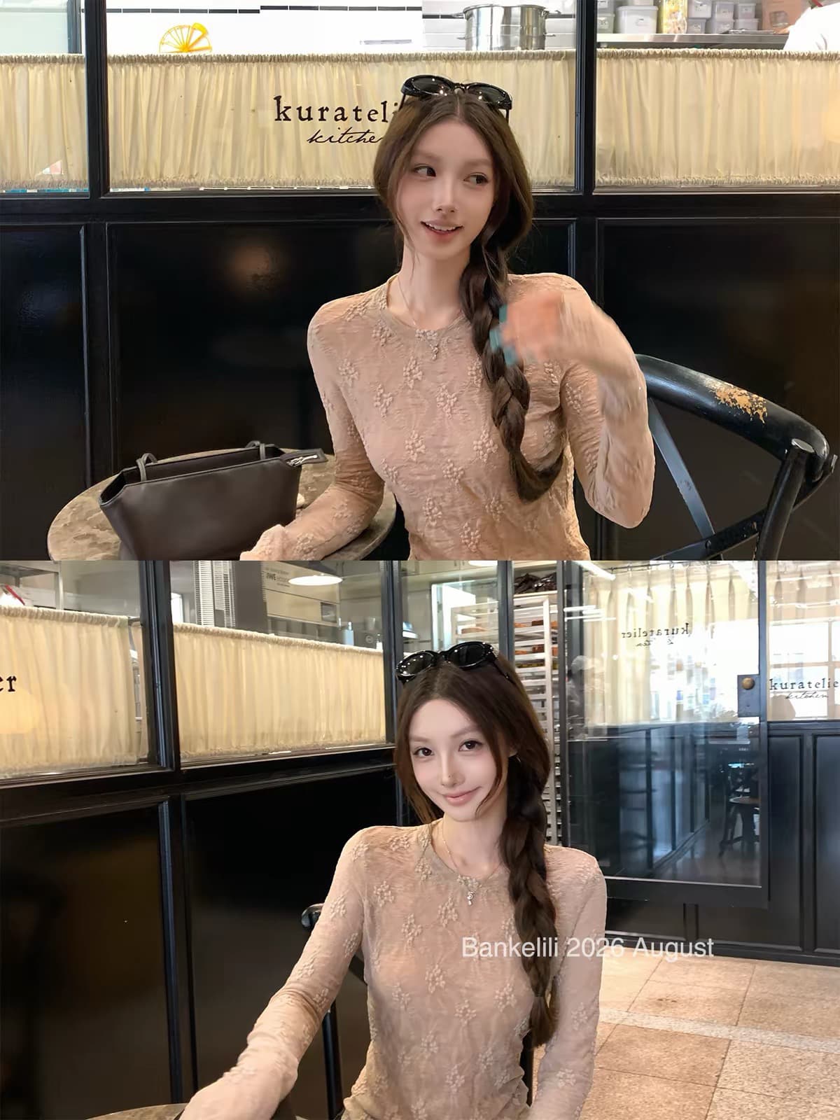 밤나무 코코아 bankelili 한국 유럽 니켈 호흡 센스 레이스 얇은 부드러운 통기성 느슨함 라운드 넥 맨위 여성 이미지 3