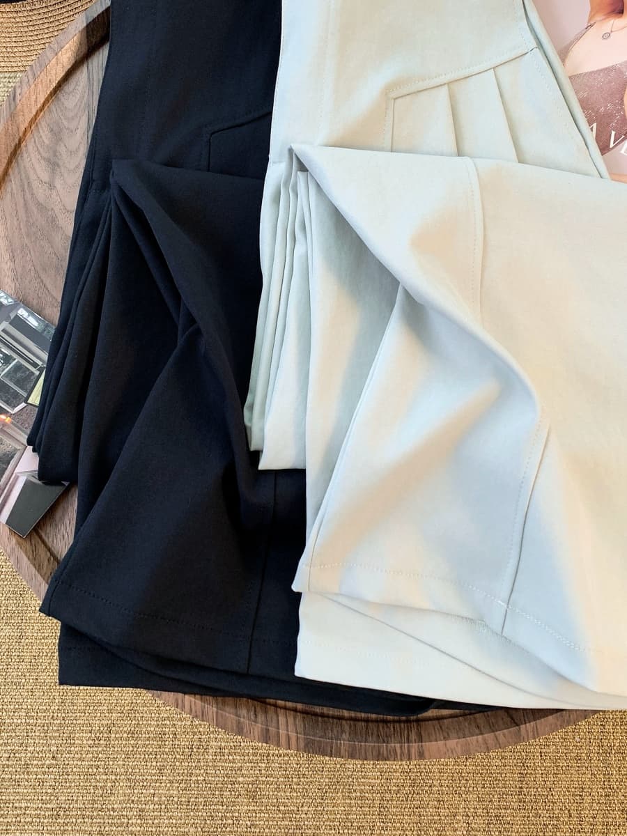 디자인 센스 이전 Pleat 정장 와이드 레깅스 바지 루즈핏 도루 센스 하이웨이스트 긴 바지 다용도 슬림해 보이는 스트레이트 캐주얼 바지 상세 이미지 7