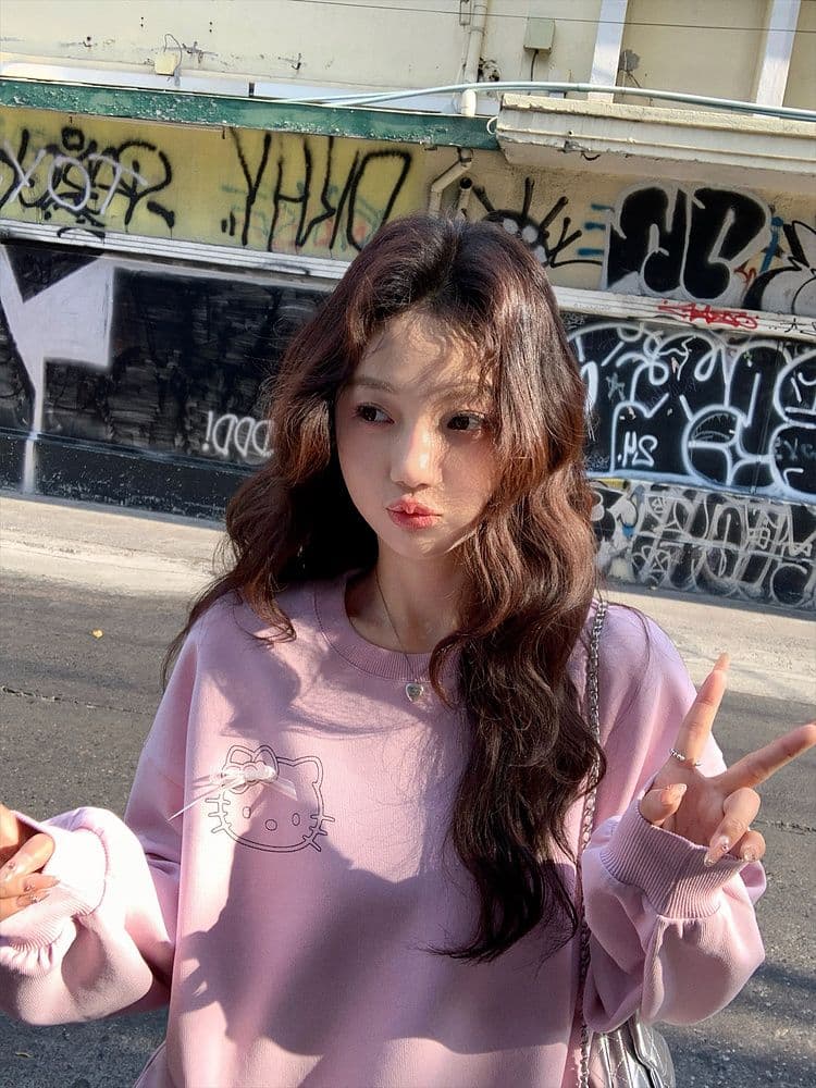 장 베이 베이 레이스 패치 자수 만화 프린트 연령 감소 후드티 상세 이미지 2