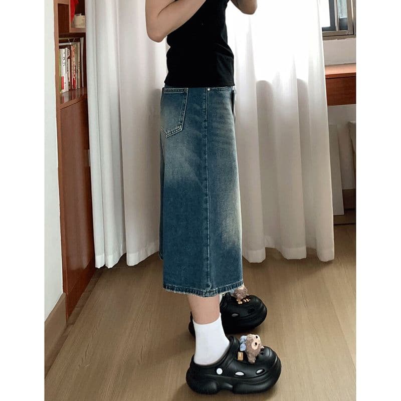 개성 캐주얼 디자인 센스 데님 7부 바지 여성 봄 여름 새로운 워싱 다용도 루즈핏 넓은 다리 청바지 트렌디 이미지 2