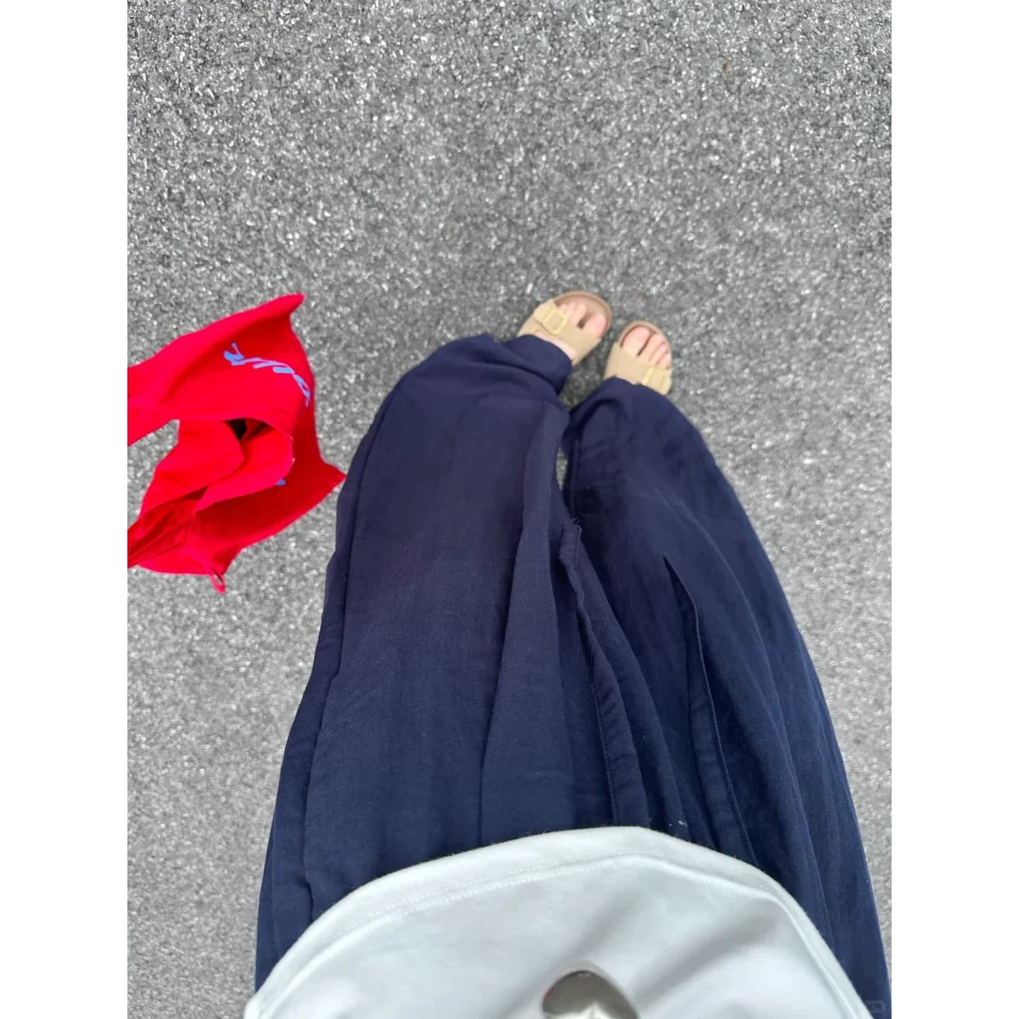 아마 도루 센스 와이드 레깅스 바지 여름 얇은 스타일 블루 색상 얼음 실크 바지 빅 사이즈 통통한 여동생 슬림해 보이는 면 린넨 모통이 칼 바지 이미지 5