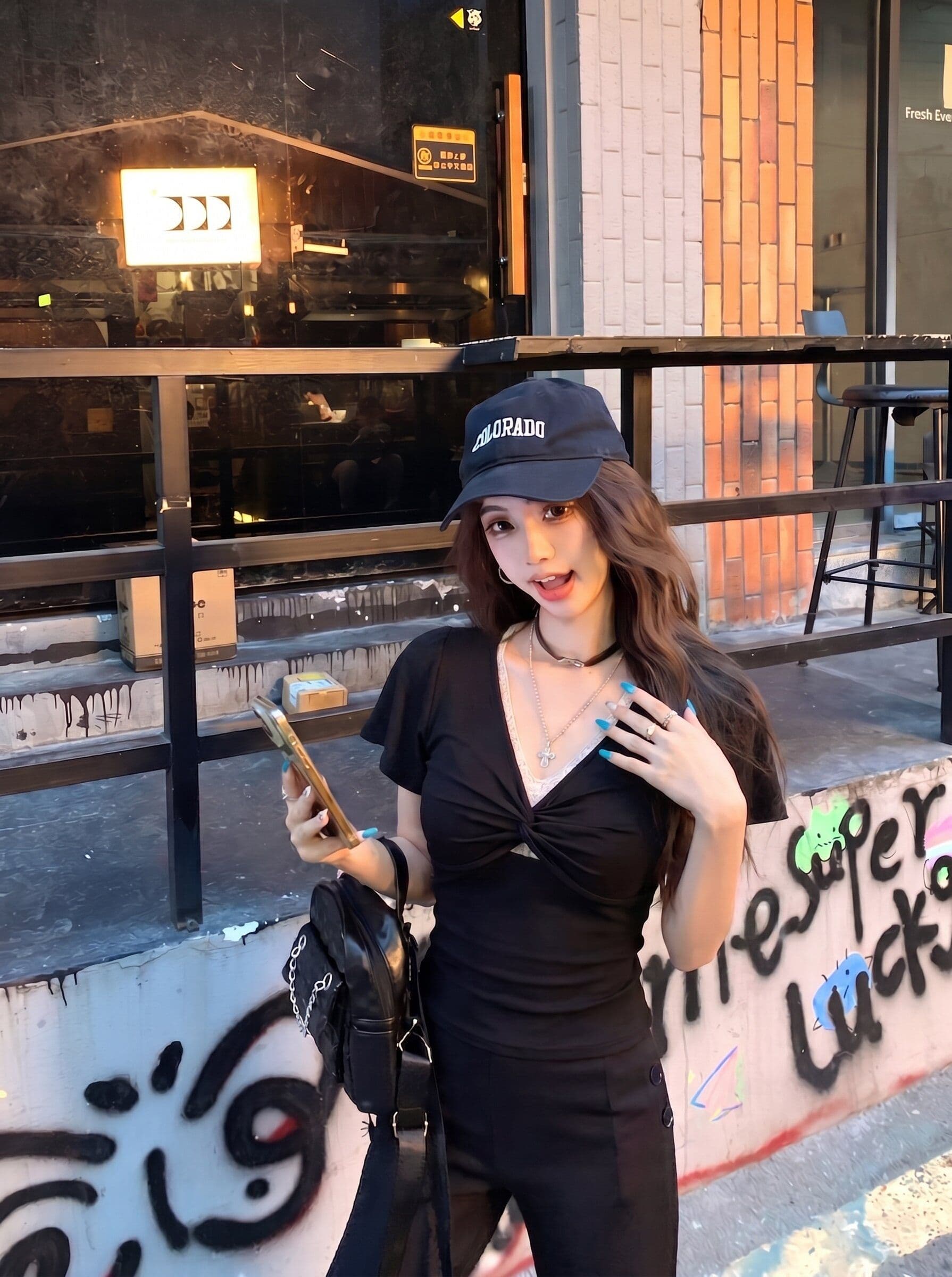 원본 원단 레이스 매듭 V넥 반팔 티셔츠 여성 여름 디자인 센스 몸매 가꾸기 긍정적 인 어깨 허리 수축 맨위 상세 이미지 6