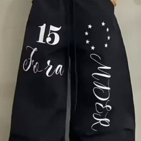광저우 원단 순면 레트로 알파벳 프린트 운동 캐주얼 웨이 바지 여성 새로운 루즈핏 넓은 다리 바닥 청소 바지 상세 이미지 6