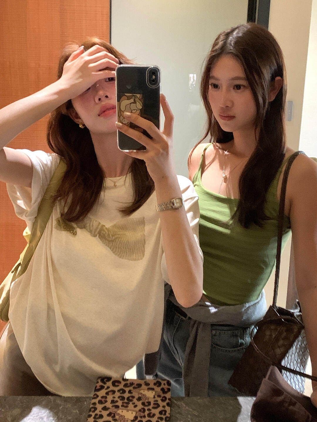 원본 원단 한 부서 루즈핏 슬림해 보이는 나비 매듭 프린트 피부 센스 면 소재 라운드 넥 반팔 티셔츠 여성 상세 이미지 12