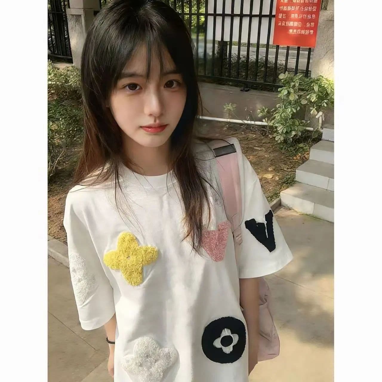 19 지점 220 그램 순면 수건 자수 반팔 조수 브랜드 높음 거리 아메리칸 여름 새로운 루즈핏 티셔츠 여성 상세 이미지 3