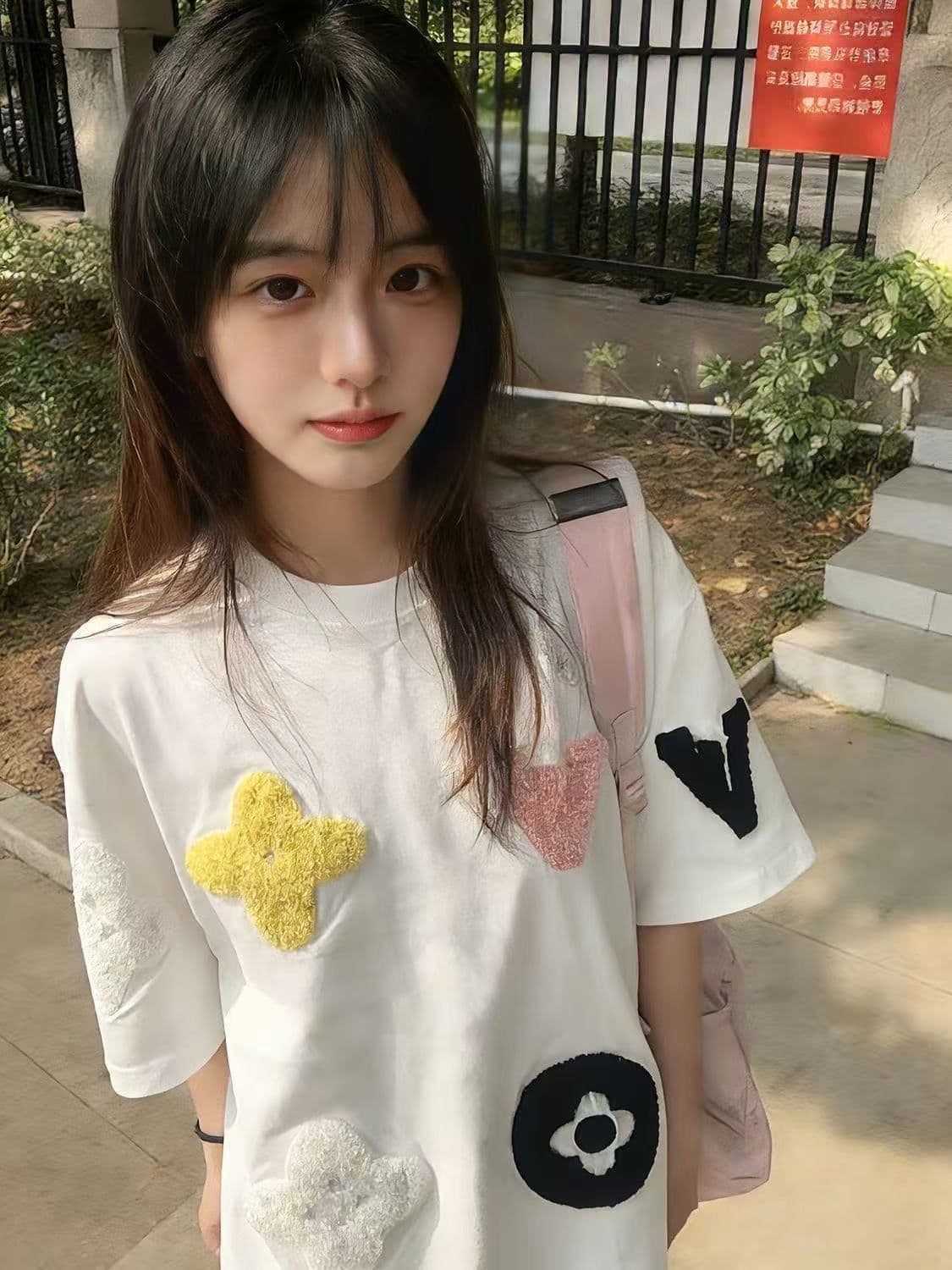 19 지점 220 그램 순면 수건 자수 반팔 조수 브랜드 높음 거리 아메리칸 여름 새로운 루즈핏 티셔츠 여성 상세 이미지 4
