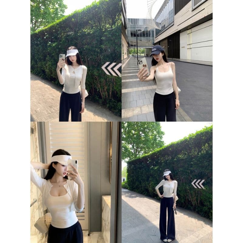 와 사고 방식 여름 작은 예쁜 허리 좋은 인물 품격 행침 목 캐미솔 인사이드 잡아라. 의류 이미지 3