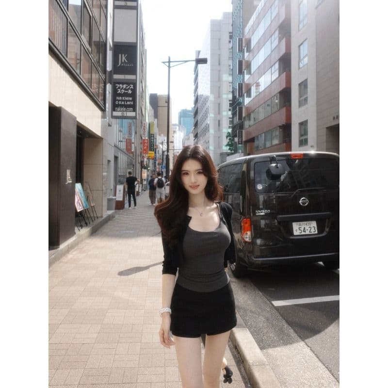 와 사고 방식 여름 작은 예쁜 허리 좋은 인물 품격 행침 목 캐미솔 인사이드 잡아라. 의류 이미지 2