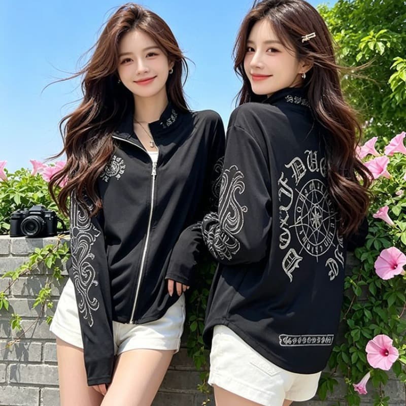 모방 눈꽃 면 원본 것 다용도 루즈핏 자외선 차단 재킷 여름 자외선 차단 오픈 가디건 여성 2026 스탠드 칼라 이미지 5
