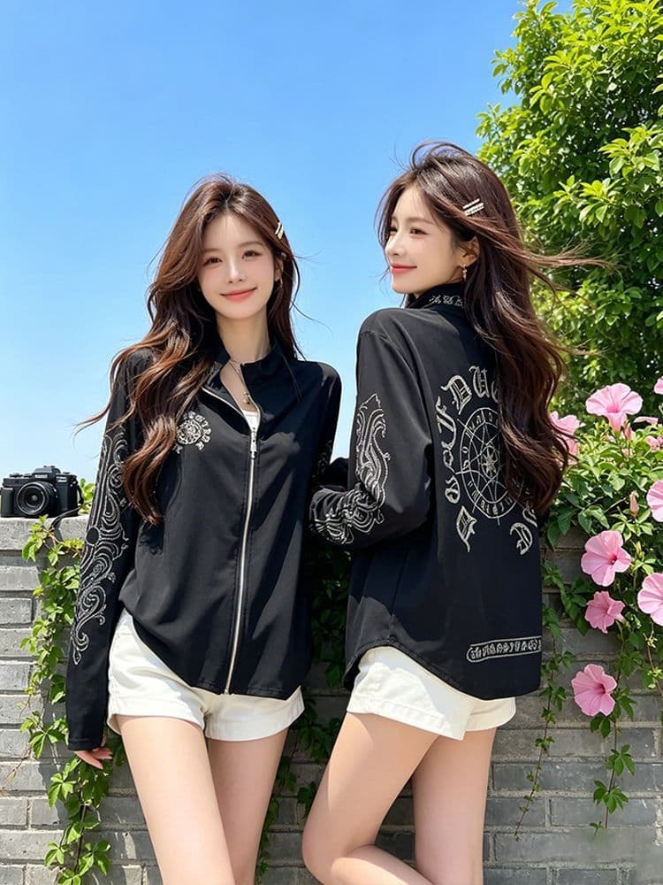 모방 눈꽃 면 원본 것 다용도 루즈핏 자외선 차단 재킷 여름 자외선 차단 오픈 가디건 여성 2026 스탠드 칼라 상세 이미지 11