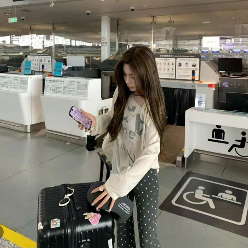 원본 원단 공항 연인 베이지 색 프린트 동점 로프 자외선 차단 티셔츠 이미지 3
