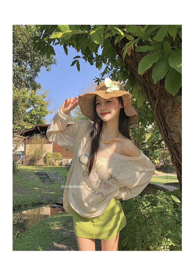 원본 면 린넨 슈퍼 청 ~을 통해 블라우스 티셔츠 여성 봄 여름 폭발 신선함 긴팔 한 부서 연령 감소 프린트 작은 맨위 상세 이미지 3