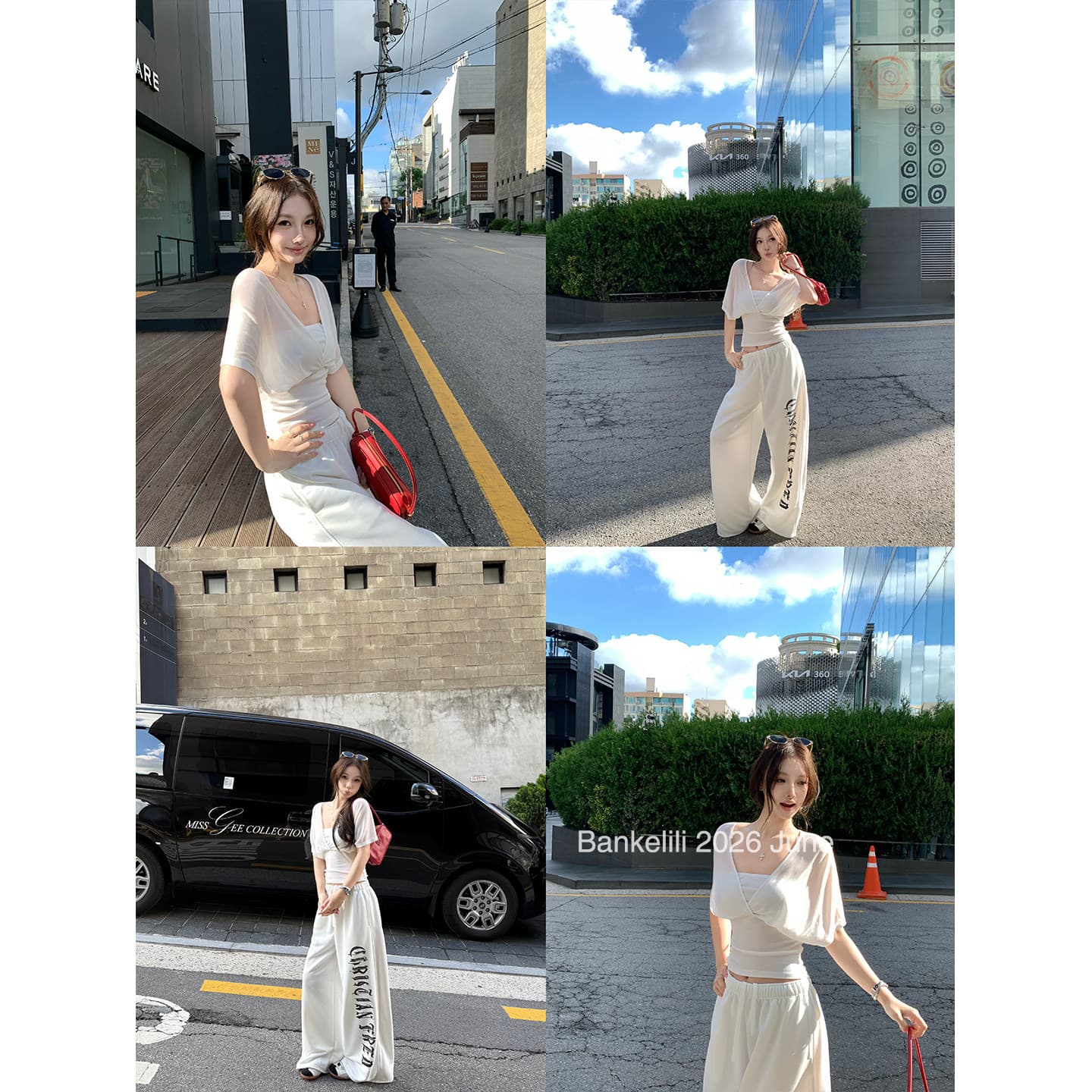 밤나무 코코아 bankelili 산소 얼음 가죽 tee 100 라이 경기 서울 페이크 레이어드 주름 블라우스 튜브탑 여성 이미지 5