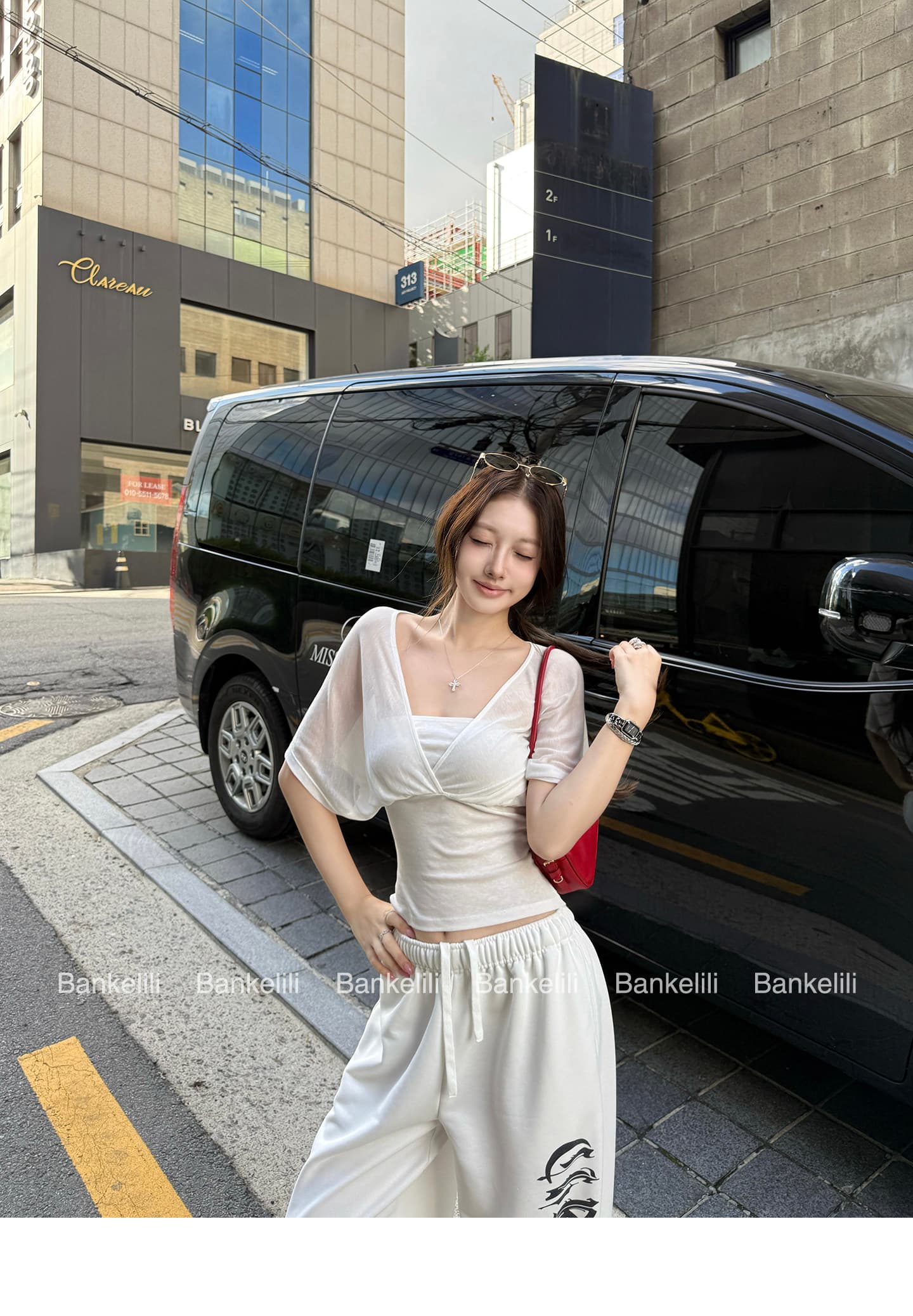 밤나무 코코아 bankelili 산소 얼음 가죽 tee 100 라이 경기 서울 페이크 레이어드 주름 블라우스 튜브탑 여성 상세 이미지 2