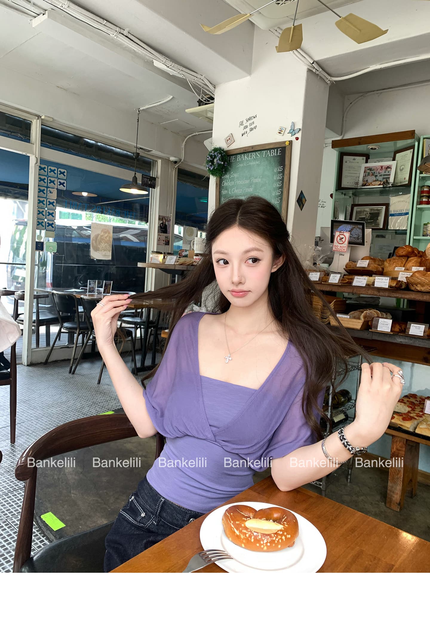 밤나무 코코아 bankelili 산소 얼음 가죽 tee 100 라이 경기 서울 페이크 레이어드 주름 블라우스 튜브탑 여성 상세 이미지 10
