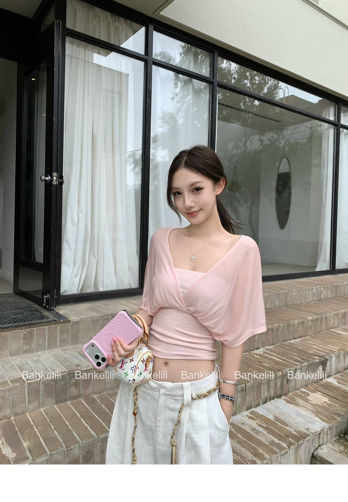 밤나무 코코아 bankelili 산소 얼음 가죽 tee 100 라이 경기 서울 페이크 레이어드 주름 블라우스 튜브탑 여성 상세 이미지 21