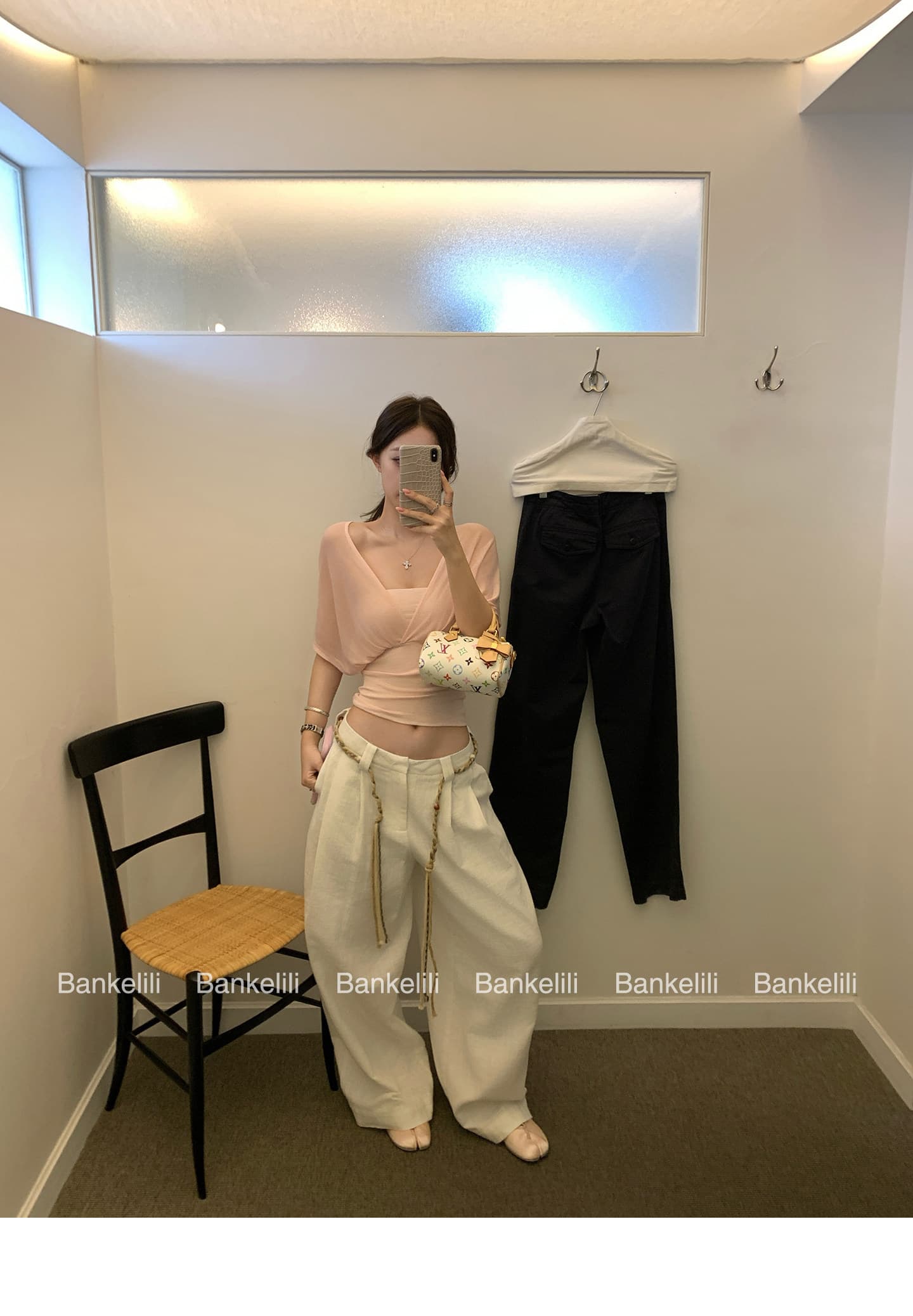 밤나무 코코아 bankelili 산소 얼음 가죽 tee 100 라이 경기 서울 페이크 레이어드 주름 블라우스 튜브탑 여성 상세 이미지 27