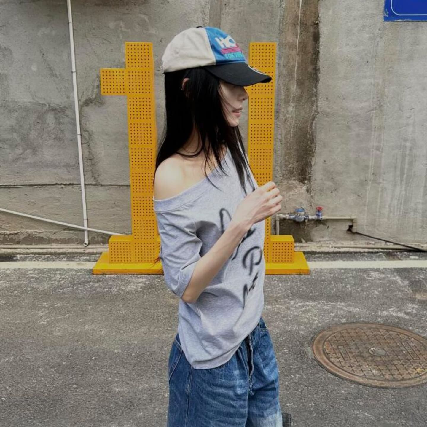 40 순면 210 그램 여름 새로운 루즈핏 ins 디자인 달콤한 스타일 비스듬한 칼라 반팔 티셔츠 상세 이미지 6